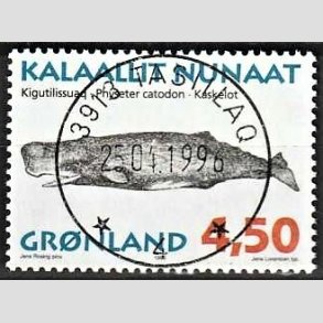 FRIM�RKER GR�NLAND | 1996 - AFA 292 - Gr�nlandske hvaler I - 4,50 kr. matr�d/flerfarvet - Lux stemplet
