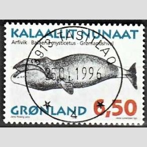 FRIMRKER GRNLAND | 1996 - AFA 293 - Grnlandske hvaler I - 6,50 kr. matrd/flerfarvet - Lux stemplet