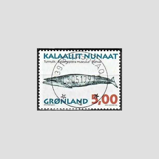 FRIMRKER GRNLAND | 1997 - AFA 308 - Grnlandske hvaler II - 5,00 kr. matrd/flerfarvet - Lux stemplet