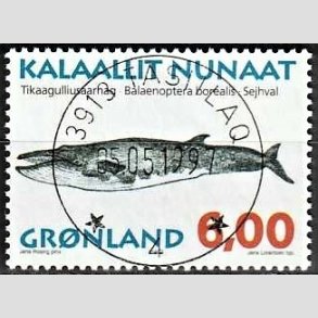 FRIMRKER GRNLAND | 1997 - AFA 310 - Grnlandske hvaler II - 6,00 kr. matrd/flerfarvet - Lux stemplet