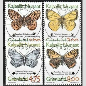FRIMRKER GRNLAND | 1997 - AFA 304-07 - Grnlandske sommerfugle - 2,00 - 8,00 kr. i st - Lux stemplet