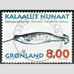 FRIMRKER GRNLAND | 1997 - AFA 311 - Grnlandske hvaler II - 8,00 kr. matrd/flerfarvet - Lux stemplet