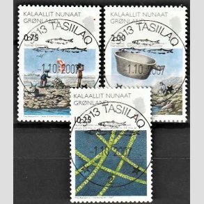 FRIMRKER GRNLAND | 2007 - AFA 496-98 - Videnskab III. - 0,75 -10,25 kr. flerfarvet - Lux stemplet