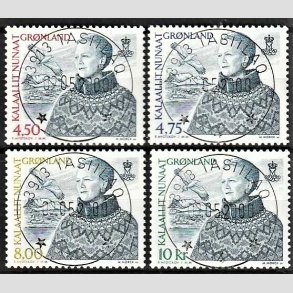 FRIM�RKER GR�NLAND | 2000 - AFA 359-62 - Ny dagligserie - 4,50 - 10,00 kr. flerfarvet - Lux stemplet