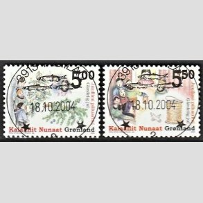 FRIM�RKER GR�NLAND | 2004 - AFA 437,438 - Julefrim�rker - 5,00 + 5,50 kr. flerfarvet - Lux stemplet