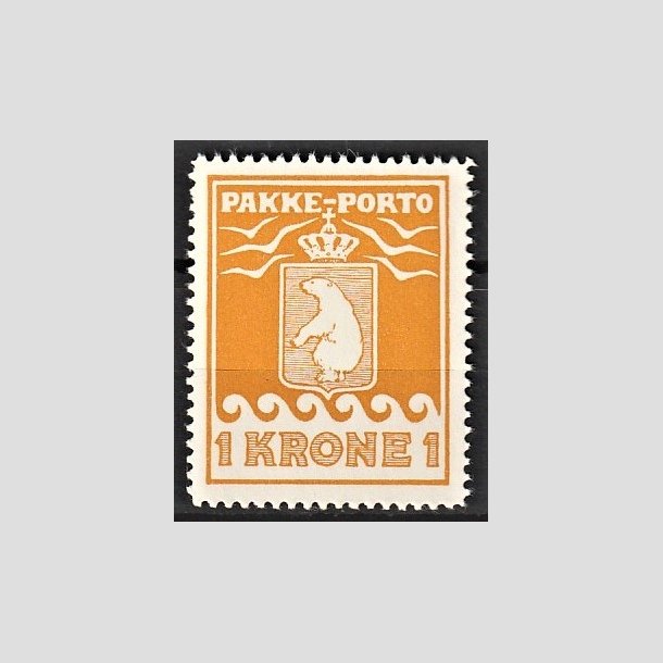 FRIMRKER GRNLAND | 1936 - AFA 18 - PAKKE-PORTO - 1 kr. orange bogtryk - Postfrisk