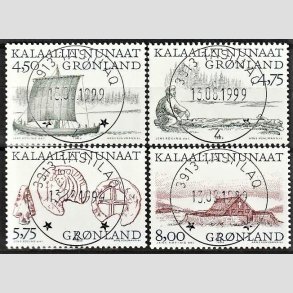 FRIMRKER GRNLAND | 1999 - AFA 344-47 - Arktiske vikinger. - 4,50 - 8,00 kr. flerfarvet - Lux stemplet
