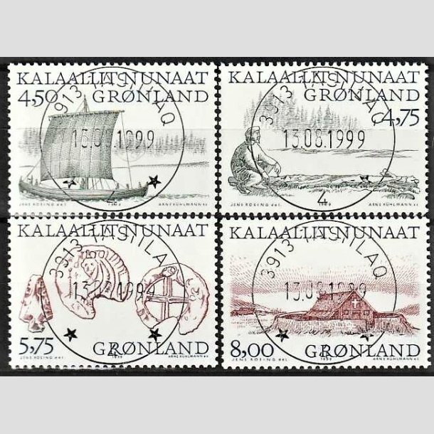 FRIMRKER GRNLAND | 1999 - AFA 344-47 - Arktiske vikinger. - 4,50 - 8,00 kr. flerfarvet - Lux stemplet