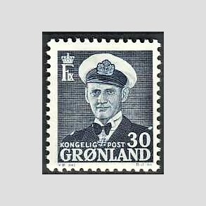 FRIMRKER GRNLAND | 1953 - AFA 36 - Frederik IX - 30 re bl - Postfrisk
