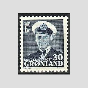 FRIMRKER GRNLAND | 1953 - AFA 36 - Frederik IX - 30 re bl - Postfrisk