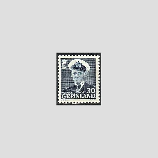 FRIMRKER GRNLAND | 1953 - AFA 36 - Frederik IX - 30 re bl - Postfrisk