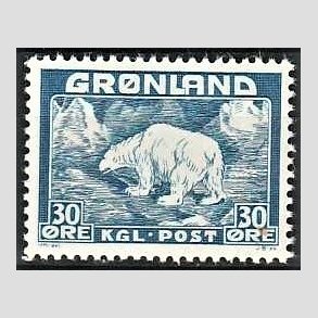 FRIMRKER GRNLAND | 1938 - AFA 6 - Isbjrn - 30 re bl - Postfrisk