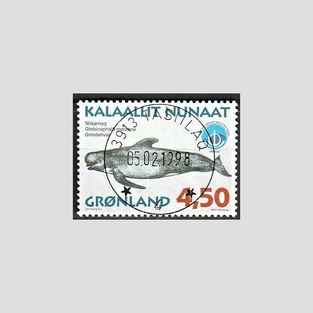 FRIMRKER GRNLAND | 1998 - AFA 321 - Grnlandske hvaler III. - 4,50 kr. matrd/flerfarvet - Lux stemplet