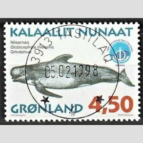 FRIM�RKER GR�NLAND | 1998 - AFA 321 - Gr�nlandske hvaler III. - 4,50 kr. matr�d/flerfarvet - Lux stemplet