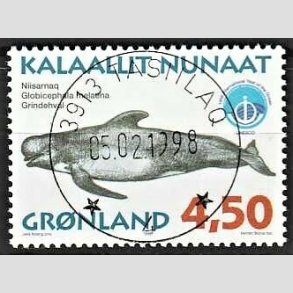 FRIM�RKER GR�NLAND | 1998 - AFA 321 - Gr�nlandske hvaler III. - 4,50 kr. matr�d/flerfarvet - Lux stemplet