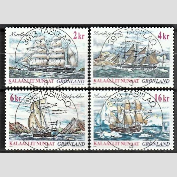 FRIMRKER GRNLAND | 2002 - AFA 390-93 - Skibsfart p Grnland I. - 2,00 - 16,00 kr. flerfarvet - Lux stemplet