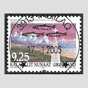 FRIM�RKER GR�NLAND | 2005 - AFA 439 - Kirkelov 100 �r. - 9,25 kr. flerfarvet - Lux stemplet