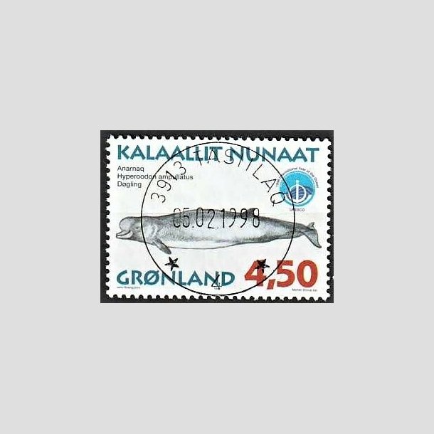 FRIMRKER GRNLAND | 1998 - AFA 322 - Grnlandske hvaler III - 4,50 kr. matrd/flerfarvet - Lux stemplet