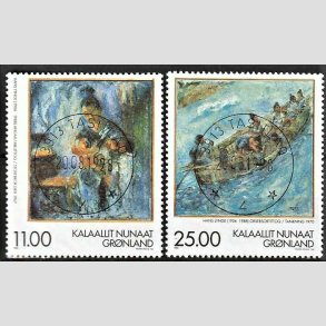 FRIM�RKER GR�NLAND | 1998 - AFA 330,331 - Gr�nlandske kunstnere II. - 11,00 + 25,00 kr. flerfarvet - Lux stemplet