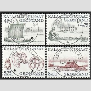 FRIM�RKER GR�NLAND | 1999 - AFA 344-47 - Arktiske vikinger I. - 4,50 - 8,00 kr. flerfarvet - Lux stemplet