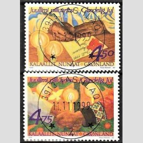 FRIM�RKER GR�NLAND | 1999 - AFA 350,351 - Julefrim�rker - 4,50 + 4,75 kr. flerfarvet - Lux stemplet