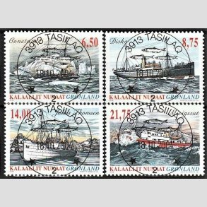 FRIM�RKER GR�NLAND | 2004 - AFA 433-36 - Skibsfart p� Gr�nland III. - 6,50 - 21,75 kr. flerfarvet - Lux stemplet