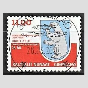 FRIM�RKER GR�NLAND | 2004 - AFA 421 - Hjemmestyret 25 �r. - 11,00 kr. flerfarvet - Lux stemplet