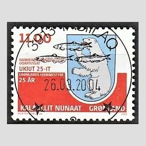 FRIM�RKER GR�NLAND | 2004 - AFA 421 - Hjemmestyret 25 �r. - 11,00 kr. flerfarvet - Lux stemplet