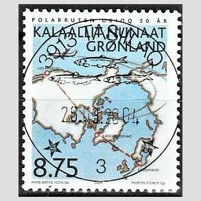 FRIM�RKER GR�NLAND | 2004 - AFA 422 - 50 �rs civil ruteflyvning - 8,75 kr. flerfarvet - Lux stemplet