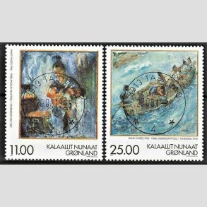 FRIM�RKER GR�NLAND | 1998 - AFA 330,331 - Gr�nlandske kunstnere II. - 11,00 + 25,00 kr. flerfarvet - Lux stemplet