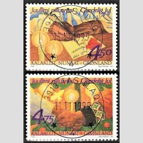 FRIM�RKER GR�NLAND | 1999 - AFA 350,351 - Julefrim�rker - 4,50 + 4,75 kr. flerfarvet - Lux stemplet