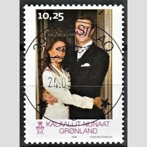 FRIM�RKER GR�NLAND | 2008 - AFA 518 - Kongeligt bryllup - 10,25 kr. flerfarvet - Lux stemplet