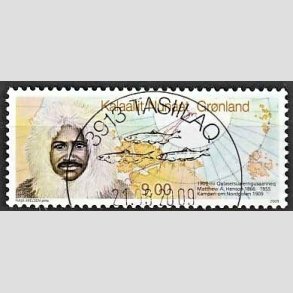 FRIM�RKER GR�NLAND | 2009 - AFA 537 - Matthew A. Hansen - 9,00 kr. flerfarvet - Lux stemplet