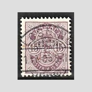 FRIM�RKER DANMARK | 1901-02 - AFA 38 - 15 �re gr�lilla - Lux Stemplet L�SNING