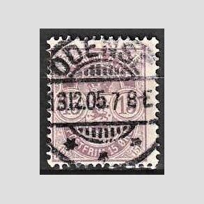 FRIM�RKER DANMARK | 1901-02 - AFA 38 - 15 �re gr�lilla - Lux Stemplet ODENSE