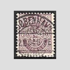 FRIM�RKER DANMARK | 1901-02 - AFA 38 - 15 �re gr�lilla - Lux Stemplet KJ�BENHAVN