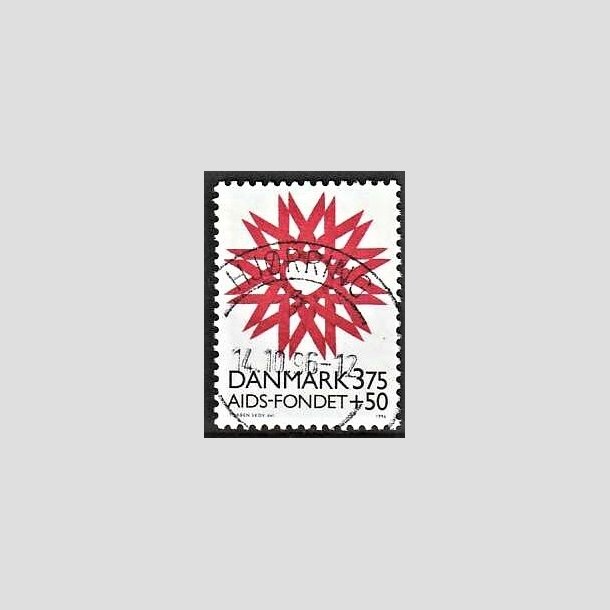 FRIMRKER DANMARK | 1996 - AFA 1130 - AIDS-Fondet - 3,75 Kr. + 50 re rd/sort - Pragt Stemplet