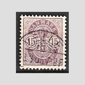 FRIM�RKER DANMARK | 1901-02 - AFA 38 - 15 �re gr�lilla - Lux Stemplet VEILE