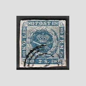 FRIMRKER DANMARK | 1854-57 - AFA 3 - 2 Skilling bl - Stemplet
