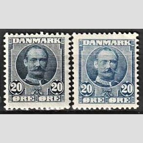 FRIM�RKER DANMARK | 1907 - AFA 56,56a - Frederik VIII 20 �re bl� og ultramarin - Ubrugt