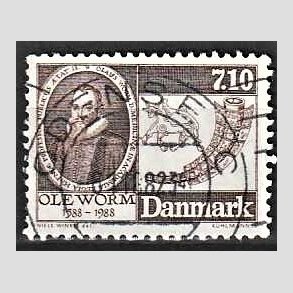 FRIM�RKER DANMARK | 1988 - AFA 905 - Naturforskeren Ole Worm  - 7,10 Kr. brun - Lux Stemplet