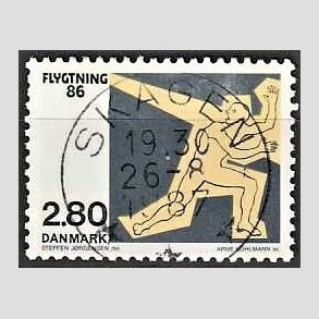 FRIM�RKER DANMARK | 1986 - AFA 872 - Flygtning 86 - 2,80 Kr. flerfarvet - Pragt Stemplet