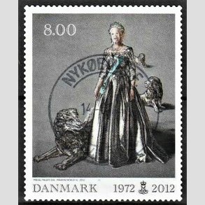 FRIMRKER DANMARK | 2012 - AFA 1694 - Dronning i 40 r - 8,00 Kr. flerfarvet - Pragt Stemplet