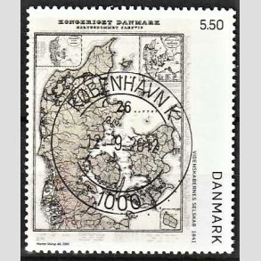 FRIM�RKER DANMARK | 2009 - AFA 1585 - Danmarkskort - 5,50 Kr. flerfarvet - Pragt Stemplet