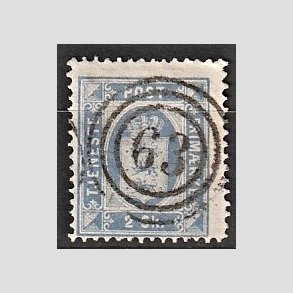 FRIMRKER DANMARK | 1871 - AFA 1 - 2 sk. Ultramarin - Pragt Stemplet nummerstempel 63