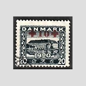 FRIMRKER DANMARK | 1921 - AFA 121 - +10 +20 re bl Rde Kors provisorier - Stemplet