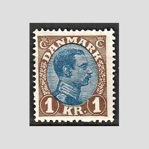 FRIMRKER DANMARK | 1921-22 - AFA 131 - Chr. X 1 Kr. brun/bl Type I - Ubrugt