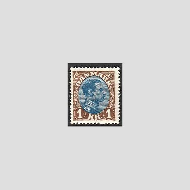 FRIMRKER DANMARK | 1921-22 - AFA 131 - Chr. X 1 Kr. brun/bl Type I - Ubrugt