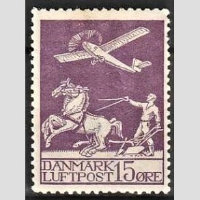 FRIM�RKER DANMARK | 1925 - AFA 145 - Gl. Luftpost 15 �re violet - Ubrugt