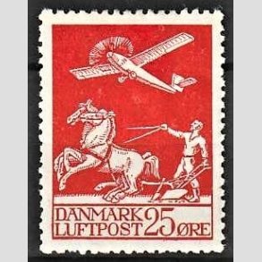 FRIM�RKER DANMARK | 1925 - AFA 146 - Gl. Luftpost 25 �re r�d - Ubrugt
